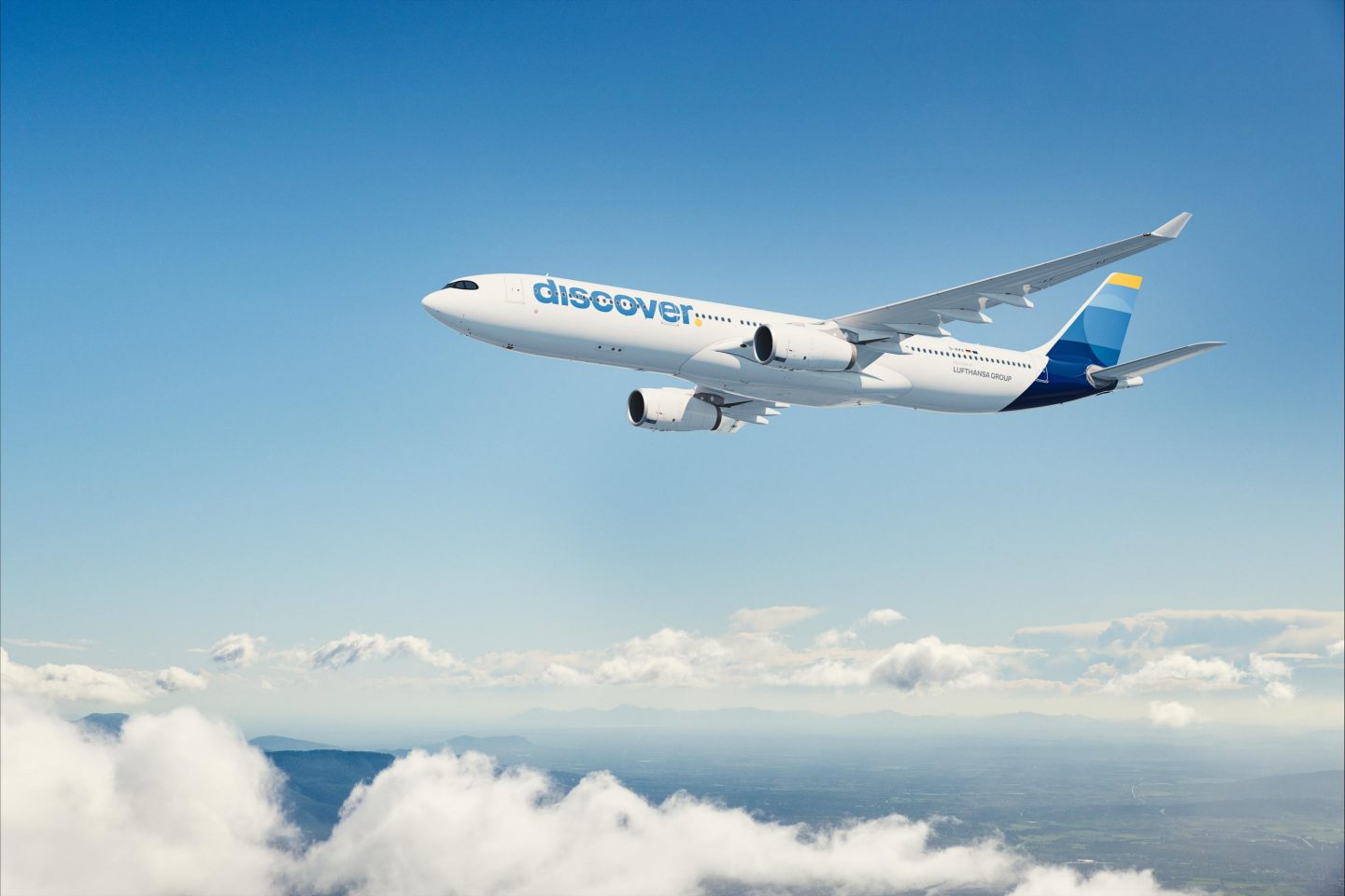 A Discover Airlines A330 aircraft in the air