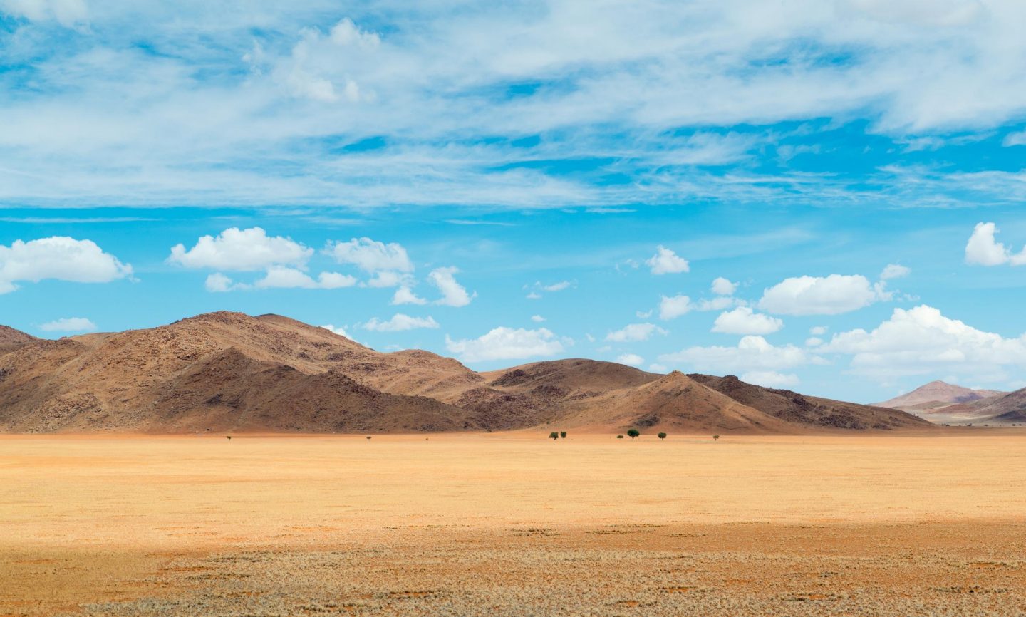 View of mountains in the Namib Desert near Windhoek
