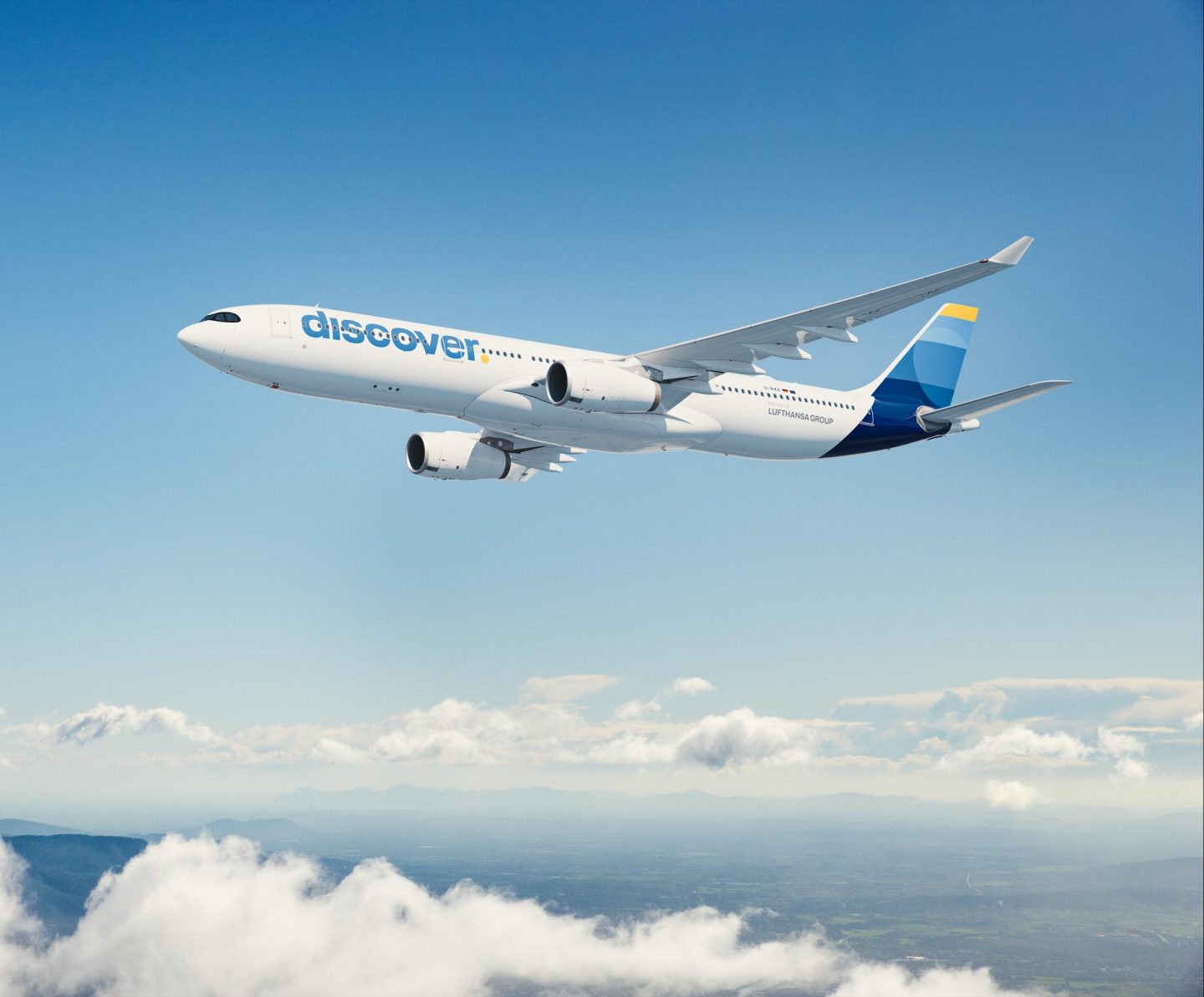 A Discover Airlines A330 aircraft in the air