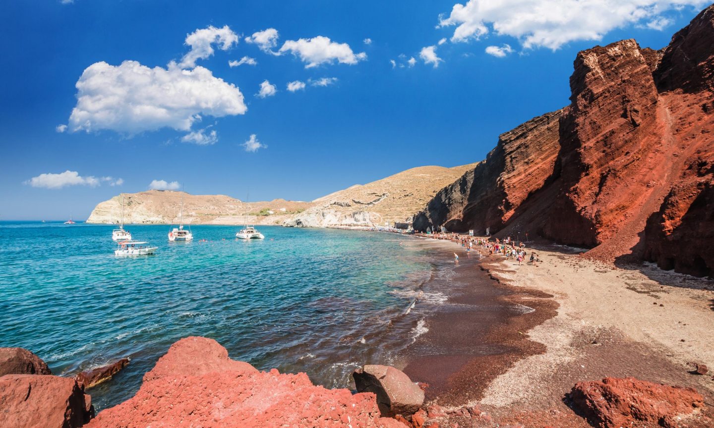 View over the Red Beach in Santorini