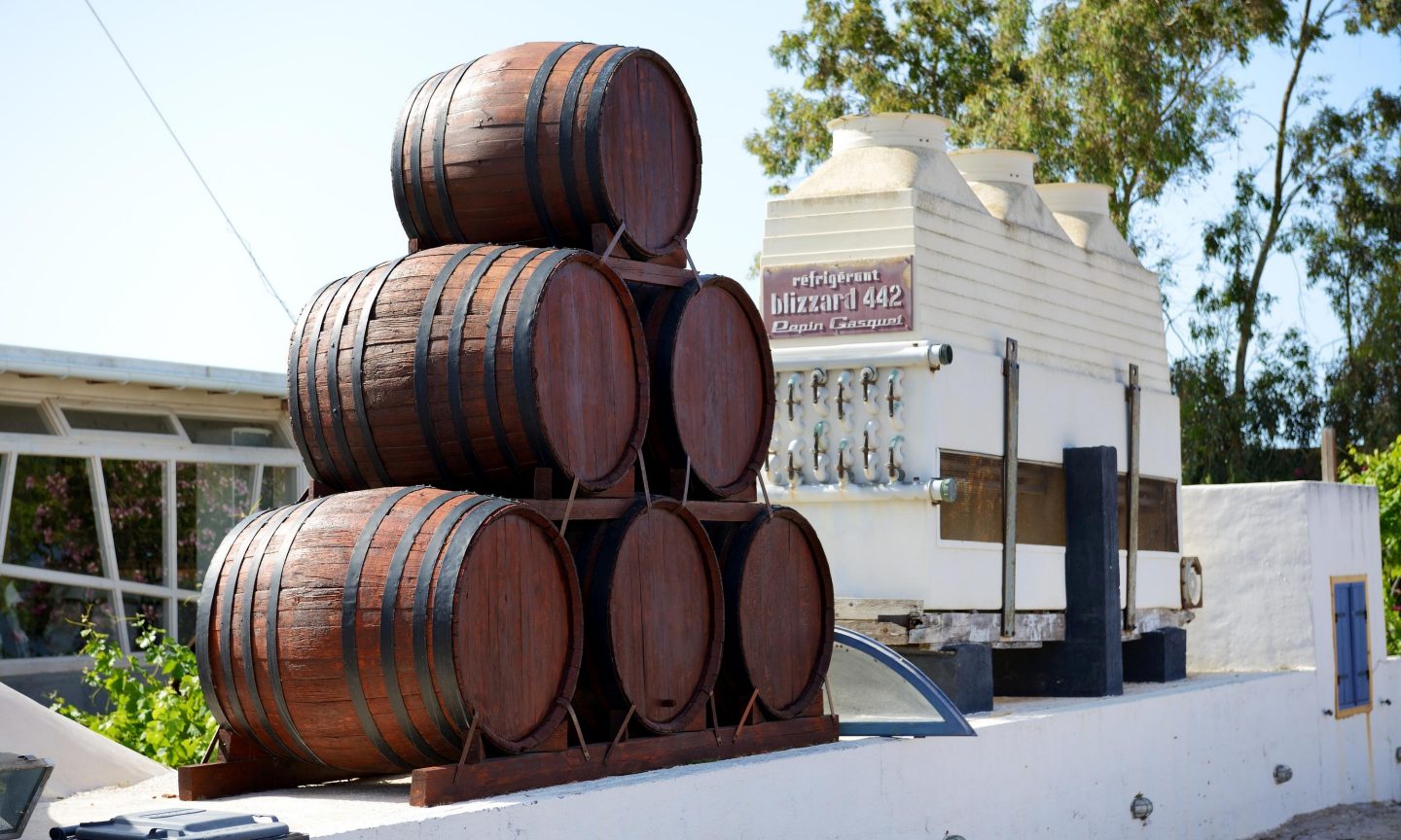 Wine barrels on Santorini