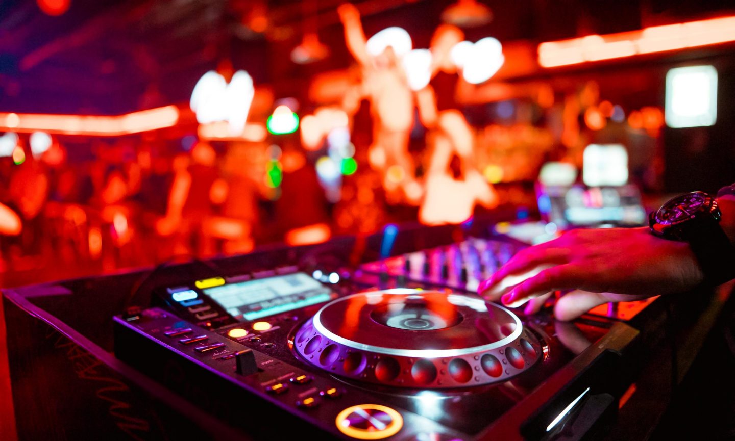 DJ console in club on Ibiza