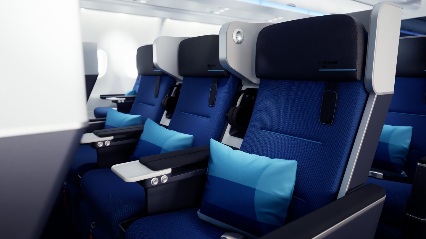 Discover Airlines Ocean Blue Premium Economy Class seats