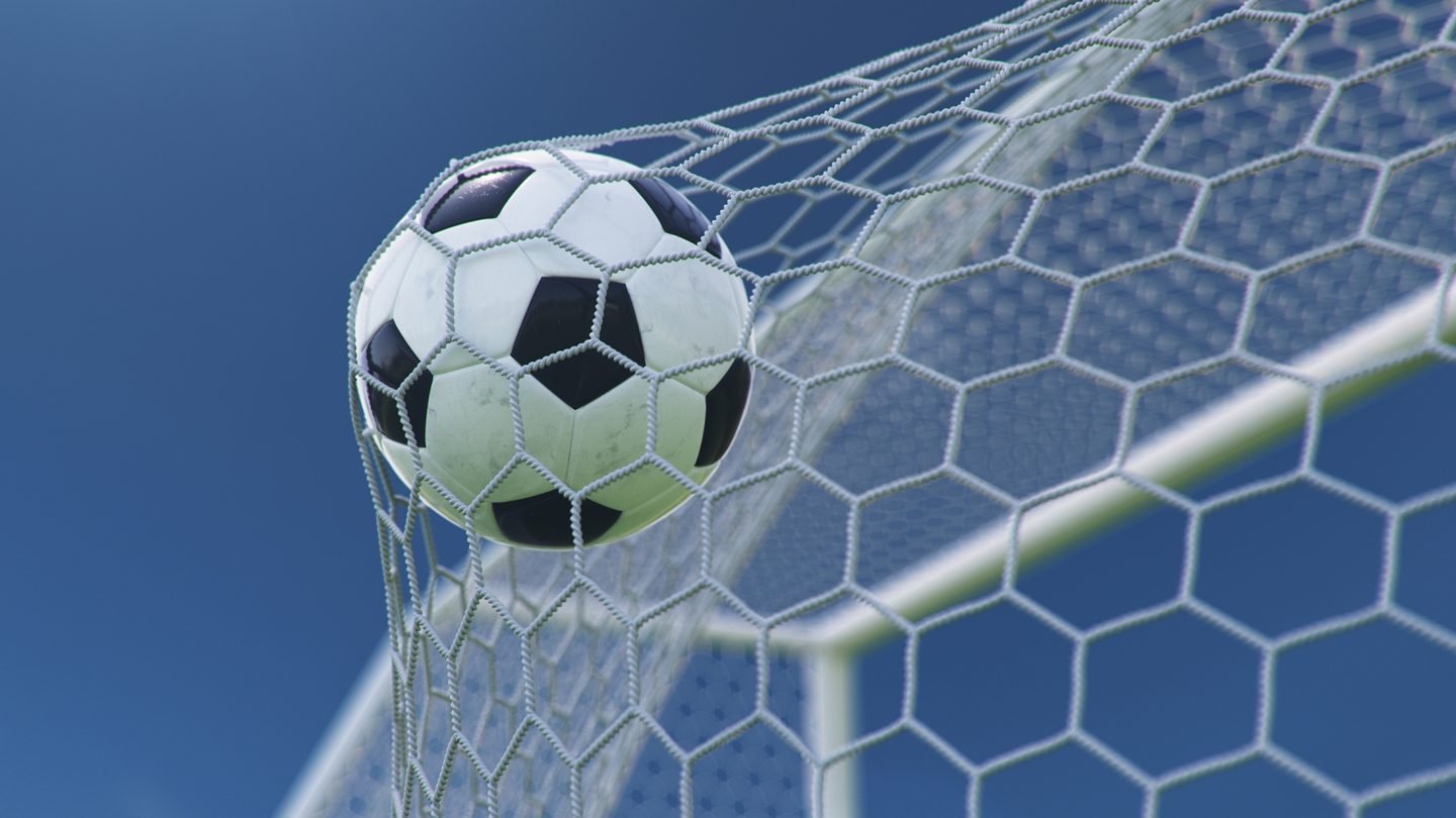 A football in the goal