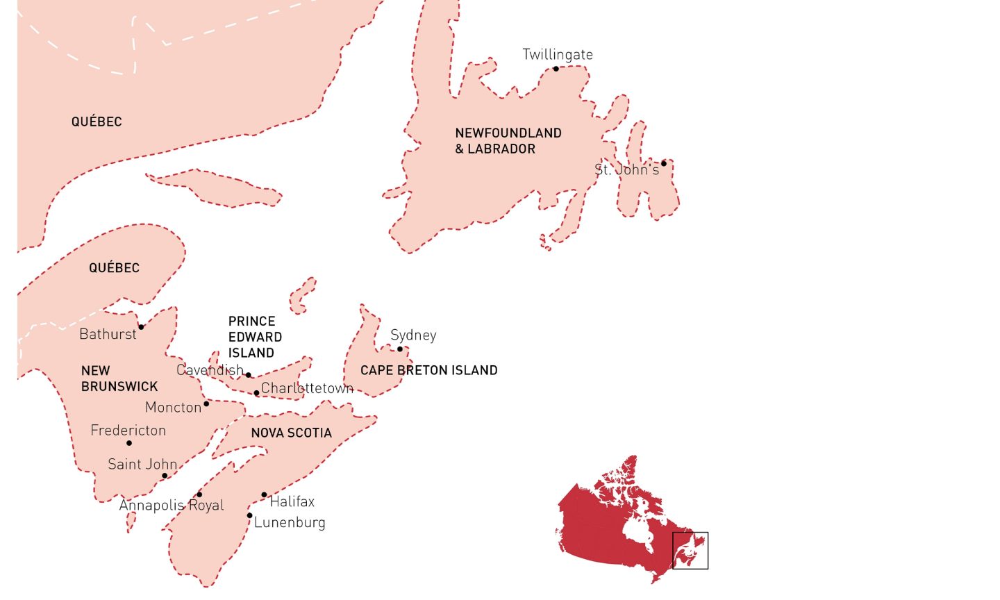 Map, Atlantic Canada