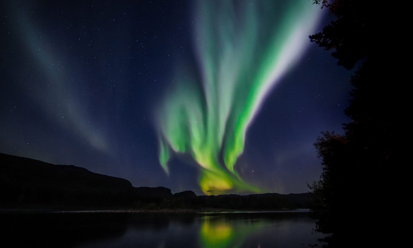 Northern lights at night in Alta