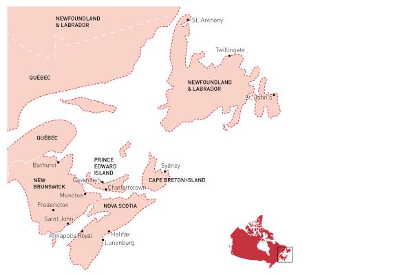 Landkarte, Atlantik-Kanada