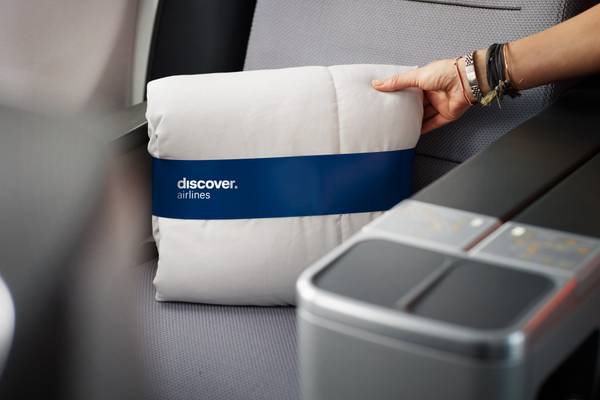 Discover Airlines branded pillow