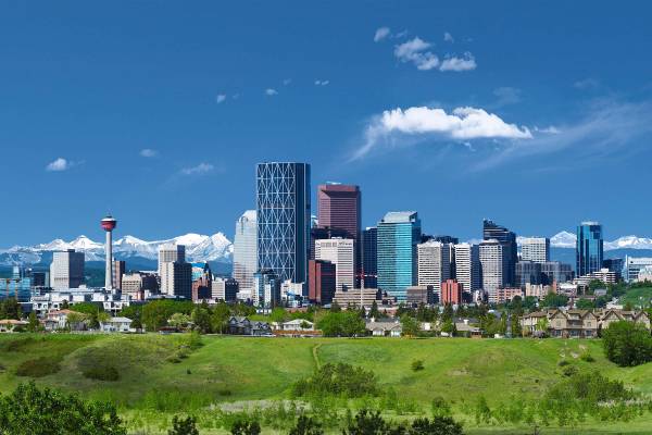 The skyline of Calgary in Alberta, Canada